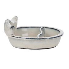 Esschert Design Kerámia madáretető és itató tál, törtfehér etető, itató madaraknak