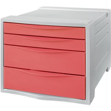 ESSELTE Colour Breeze A4, 4 fiók, korallpiros irattálca