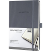 ESSELTE Jegyzetfüzet, exkluzív, A5, kockás, 97 lap, keményfedeles, SIGEL "Conceptum", sötétszürke