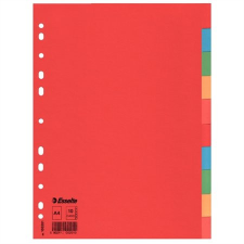 ESSELTE Regiszter, karton, A4, 10 részes, ESSELTE "Economy", színes regiszter és tartozékai