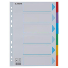 ESSELTE Regiszter, karton, A4, 6 részes, írható előlappal, ESSELTE "Standard", színes regiszter és tartozékai
