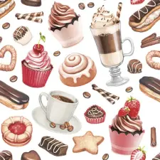 Étel Desszert Coffee and Sweets szalvéta 20 db-os 33x33 cm party kellék