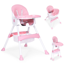  Etetőszék tálcával és kosárral, 5-pontos biztonsági övvel – rózsaszín, ECOTOYS etetőszék