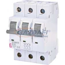 ETI 002115512 ETIMAT6 B6A 3p 6 kA kismegszakító, 3 modul villanyszerelés