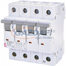 ETI 002165517 ETIMAT6 D20A 3p+N 6kA kismegszakító, 4 modul villanyszerelés