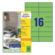 Etikett AVERY 3454 105x37mm univerzális zöld 1600 címke/doboz 100 ív/doboz etikett