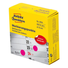 Etikett AVERY 3850 öntapadó jelölőpont adagoló dobozban pink 10mm 800 jelölőpont/doboz etikett