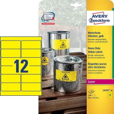  Etikett címke speciális L6107-20 fólia időjárásálló sárga poliészter 99,1x42,3mm 20ív Avery etikett