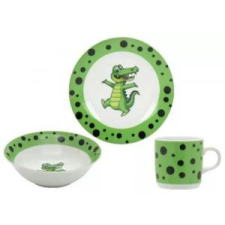  Étkészlet gyermek 3 db-os porcelán krokodilos 169109 tányér és evőeszköz