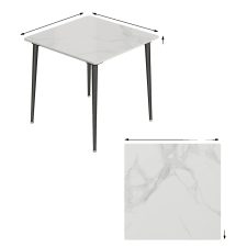  Étkezőasztal, négyzet alakú kialakítás, márvány kivitel, Fehér bútor