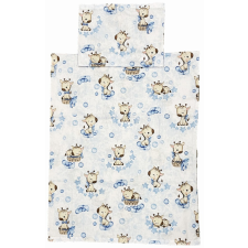 EU Bébi ágyneműhuzat garnitúra 70x90 cm, 30x40 cm - Kék színű, zsiráfos babaágynemű, babapléd