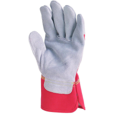 Euro Protection EP munkavédelmi bőrkesztyű, szürke marhahasíték/piros vászon kézhát védőkesztyű