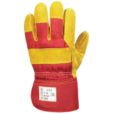 Euro Protection EP munkavédelmi bőrkesztyű, téli, sárga marhahasíték/piros vászon, polár 10-es méret védőkesztyű