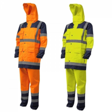 Euro Protection Esőöltöny Hydra Hi-Viz PE fényvisszaverő csíkkal kapucnis sárga/kék M munkaruha