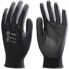 Euro Protection Kesztyű kötött tenyerén PU mártás (100%nylon) fekete 10