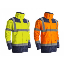 Euro Protection Védőkabát Keta jólláthatósági rejtett kapucni narancs/kék 2XL láthatósági ruházat