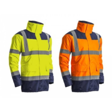 Euro Protection Védőkabát Keta jólláthatósági rejtett kapucni narancs/kék S