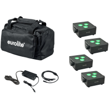 Eurolite Set 4x AKKU IP Flat Light 3 bk + Charger + Soft Bag világítás