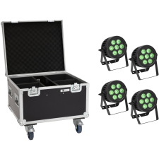 Eurolite Set 4x LED IP PAR 7x9W SCL Spot + Case with wheels világítás