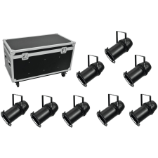 Eurolite Set 8x LED PAR-64 COB 3000K 100W Zoom bk + Case világítás