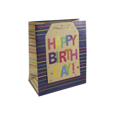 Eurowrap Ltd. Eurowrap ajándéktasak (26,5x33x14 cm) Happy Birthday, csíkos (5) ajándéktasak