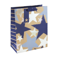 Eurowrap Ltd. Eurowrap ajándéktasak (26,5x33x14 cm) kraft, kék csillagos (4) ajándéktasak