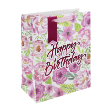 Eurowrap Ltd. Eurowrap ajándéktasak (26,5x33x14 cm) rózsaszirmos, Happy Birthday (4) ajándéktasak