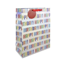 Eurowrap Ltd. Eurowrap ajándéktasak (33x45,5x15 cm) Happy Birthday, hologrammos (5) ajándéktasak