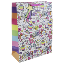 Eurowrap Ltd. Eurowrap ajándéktasak (33x45,5x15 cm) pasztell szivárványos, Birthday (4) ajándéktasak