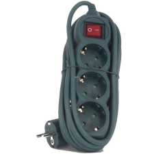 EverFlourish Hungary Kft. Asztali elosztó 3-as kapcsolóval, 5m, 3x1.5, zöld hosszabbító, elosztó