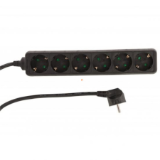 EverFlourish Hungary Kft. Hatos elosztó, 1,4 méteres, fekete (3x1,5mm²) hosszabbító, elosztó