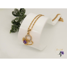  Evica köves antiallergén nyaklánc szíves medállal 18K - lila nyaklánc