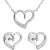 Evolution Group 19009.1 cirkonnal, fehér szív fülbevalók és nyaklánc (Ag, 925/1000, 3,2 g) (8590962190120)