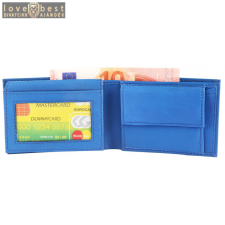 Excellanc pénztárca valódi bőrből, 7x10 cm, kék pénztárca