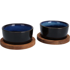 Excellent Houseware Kiváló Háztartási tapas tálalókészlet, kerámia/fa, 9x3,5 cm, kék konyhai eszköz