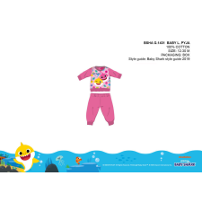 ExityKft. Baby Shark baba pizsama - jersey pamut pizsama - sötétrózsaszín - 80 gyerek hálóing, pizsama