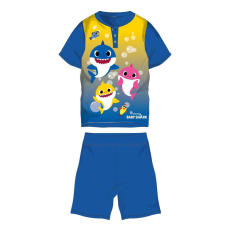 ExityKft. Baby Shark nyári rövid ujjú gyerek pizsama - pamut jersey pizsama - középkék-sárga - 116
