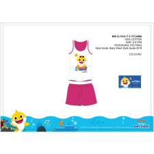 ExityKft. Baby Shark nyári ujjatlan gyerek pizsama - pamut pizsama - pink - 110 gyerek hálóing, pizsama