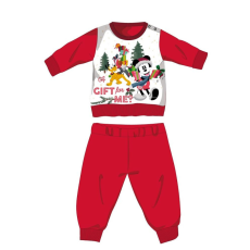 ExityKft. Disney Mickey egér téli vastag karácsonyi baba pizsama - pamut flanel pizsama - piros - 86