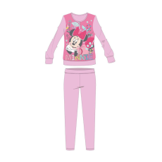 ExityKft. Disney Minnie egér téli pamut gyerek pizsama - interlock pizsama - virág mintával - világosrózsaszín - 134-140