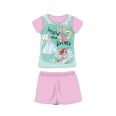 ExityKft. Nyári rövid ujjú gyerek pamut pizsama - Disney Hercegnők - Follow your dreams felirattal - világosrózsaszín - 104