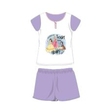 ExityKft. Nyári rövid ujjú gyerek pamut pizsama - Disney Hercegnők - Trust your heart felirattal - világoslila - 110