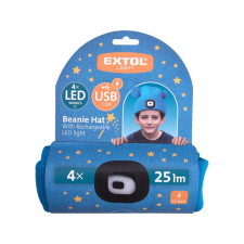 Extol LIGHT gyerek kötött sapka, LED homloklámpával, kék gyerek sapka