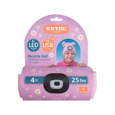 Extol LIGHT Pink gyerek kötött sapka, LED homloklámpával gyerek sapka