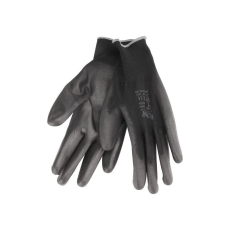  EXTOL PREMIUM Kötött kesztyű fekete poliészter, méret: 9` poliuretánba mártott teny. és ujjhegy., gumírozott mandzsetta