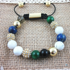 Extra shamballa karkötő - fehér-kék-zöld karkötő