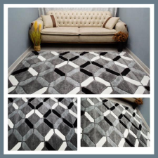  Eylül Szürke-Fekete Kocka Mintás 120x170 Szőnyeg 01206D-SIYAH-GRI-120170 lakástextília