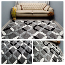  Eylül Szürke-Fekete Kocka Mintás 120x170 Szőnyeg 01206D-SIYAH-GRI-120170 lakástextília