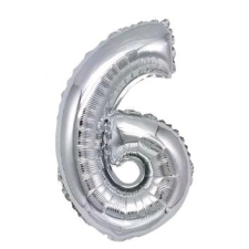  Ezüst '6' Fólia Lufi - 40 cm, Születésnapi Dekoráció party kellék