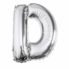 Ezüst 'D' Betű Fólia Lufi - 40 cm, Héliummal Tölthető party kellék